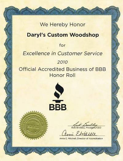 Official accredited business of BBB Honor roll